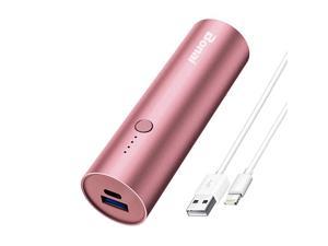 Portable Charger  UltraCompact Aluminum Power Bank 5000mAh Travel HighSpeed Output External Backup Battery Compatible iPhone iPad iPod Samsung Tablets PinkCharging Cable Included