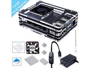Acrylic Case for Raspberry Pi 4 B Case with 35 x 35 mm Cooling Fan 4PCS Heatsinks 5V 3A USBC Power Supply for Raspberry Pi 4 Model B Upgrade Large Fan and Large Heat Sinks Acrylic Case for Raspberry Pi 4 B Case with 35 x 35 mm Cooling Fan 4PCS Heatsinks 5V 3A USBC Power Supply for Raspberry Pi 4 Model B Upgrade Large Fan and Large Heat Sinks