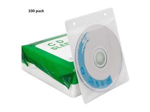 CD/DVD/BluRay Sleeves,Double-Sided Refill Plastic Sleeve for CD and DVD Storage Binders,100 Pack (White) CD/DVD/BluRay Sleeves,Double-Sided Refill Plastic Sleeve for CD and DVD Storage Binders,100 Pack (White)
