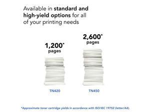 Genuine High Yield Toner Cartridge TN450 Replacement Black Toner Page Yield Up To 2600 Pages Genuine High Yield Toner Cartridge TN450 Replacement Black Toner Page Yield Up To 2600 Pages