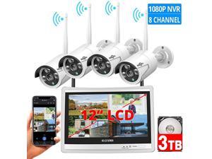 8CH Expandable All in one with 12 LCD Monitor Wireless Security Camera System Home Business 8CH 1080P NVR Kit 4pcs 2MP Outdoor Bullet IP Cameras Night Vision Waterproof3TB Hard Drive 8CH Expandable All in one with 12 LCD Monitor Wireless Security Camera System Home Business 8CH 1080P NVR Kit 4pcs 2MP Outdoor Bullet IP Cameras Night Vision Waterproof3TB Hard Drive