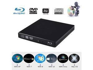 USB2.0 External Blu Ray CD DVD Drive Burner,Slim Portable CD DVD RW BD-ROM Player Writer for Laptop Desktop Notebook Support Mac OS Windows XP/7/8/10 (Black) USB2.0 External Blu Ray CD DVD Drive Burner,Slim Portable CD DVD RW BD-ROM Player Writer for Laptop Desktop Notebook Support Mac OS Windows XP/7/8/10 (Black)
