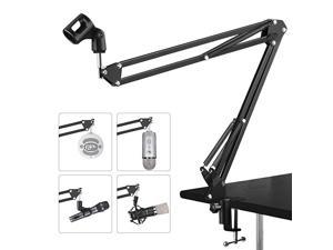 Suspension Mic Clip Adjustable Boom Studio Scissor Arm Stand For Blue Yeti Snowball Constructed With Premium Quality Metals For Professional Streaming VoiceOver RecordingGames