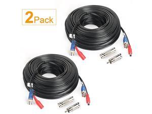 2Pack 100Feet BNC Vedio Power Cable PreMade AlinOne Camera Video BNC Cable Wire Cord for Surveillance CCTV Security System with ConnectorsBNC Female and BNC to RCA