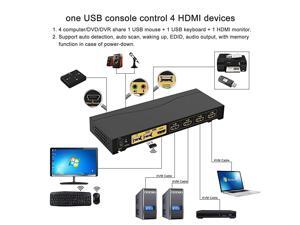 4Kx2K Ultra HD 4 Port HDMI Cables KVM Switch Control 4 ComputersDVRNVR with USB 20 Hub and Audio Support Keyboard Mouse Switching for Linux Windows Mac Unix 4Kx2K Ultra HD 4 Port HDMI Cables KVM Switch Control 4 ComputersDVRNVR with USB 20 Hub and Audio Support Keyboard Mouse Switching for Linux Windows Mac Unix
