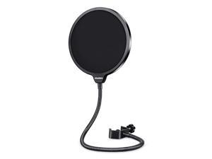 Professional Microphone Pop Filter Mask Shield For Blue Yeti and Any Other Microphone Dual Layered Wind Pop Screen With A Flexible 360 Gooseneck Clip Stabilizing Arm