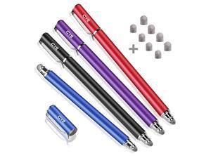 New 5mm HighSensivity Fiber Tip Capacitive Stylus Dualtip Universal Touchscreen Pen for All Tablets Cell Phones with 8 Extra Replaceable Fiber Tips 4 Pieces BlackBluePurpleRed