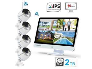 Long Range Wireless Outdoor Home Security Camera System with 16inch 1080p IPS Monitor 2TB Hard Drive Floodlight Audio 3MP Spotlight IP Cameras 8CH WiFi Surveillance System 2 Way Audio Long Range Wireless Outdoor Home Security Camera System with 16inch 1080p IPS Monitor 2TB Hard Drive Floodlight Audio 3MP Spotlight IP Cameras 8CH WiFi Surveillance System 2 Way Audio