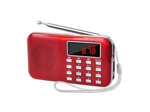 PR11 AM FM Radio Portable Rechargeable Radio Digital Tuning MP3 Music Player Speaker Support TF AUX USB PortRed