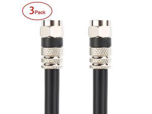 Digital Coaxial Cable4 Feet 3 Pack Quad Shielded Black RG6 Cable with FMale Connectors Digital Coaxial Cable4 Feet 3 Pack Quad Shielded Black RG6 Cable with FMale Connectors