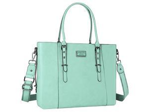 PU Leather Laptop Tote Bag for Women Up to 156 inch Mint Green