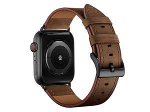 Compatible with Apple Watch Band 42mm 44mm Genuine Leather Band Replacement Strap Compatible with Apple Watch Series 654321SE 44mm 42mm Retro Dark Brown Band with Black Adapter Compatible with Apple Watch Band 42mm 44mm Genuine Leather Band Replacement Strap Compatible with Apple Watch Series 654321SE 44mm 42mm Retro Dark Brown Band with Black Adapter