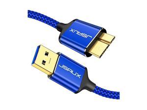 Micro USB 3.0 Cable,  USB A Male to Micro B Cable 2 Pack [3.3FT+6.6FT] External Hard Drive Cable Galaxy S5 Nylon Braided Cord for Samsung Galaxy S5, Note 3, Seagate Hard Drive, WD Hard Drive-Blue