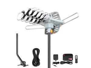 Amplified Digital HDTV Antenna 150 Mile Motorized 360 Degree Rotation Amplified HD TV Antenna for 2 TVs Support UHFVHF 4K 1080P with Mounting Pole 33 ft RG6 Coax Cable Amplified Digital HDTV Antenna 150 Mile Motorized 360 Degree Rotation Amplified HD TV Antenna for 2 TVs Support UHFVHF 4K 1080P with Mounting Pole 33 ft RG6 Coax Cable