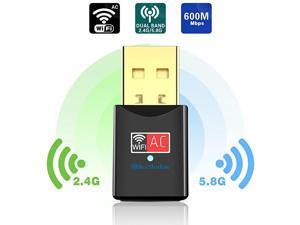 USB WiFi Adapter Dual Band 24G5G Mini Wifi ac Wireless Network Card Dongle with High Gain Antenna for Desktop Laptop PC Support Windows XP Vista788110 USB WiFi 600Mbps