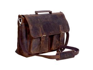 16 Inch Buffalo Leather Briefcase Laptop Messenger Bag Office Briefcase College Bag for Men and Women