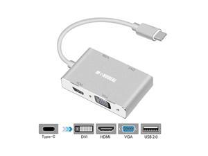 USB C to HDMIDVIVGA Adapter  4 in 1 USB 30 TypeC Hub VGAHDMIDVI Video Adapter 4K UHD Support HDMIVGA DVIVGA Simultaneously Male to Female MultiDisplay Video Converter