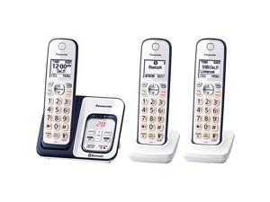 Expandable Cordless Phone System with Link2Cell Bluetooth, Voice Assistant, Answering Machine and Call Blocking - 3 Cordless Handsets - KX-TGD563A (Navy Blue/White)