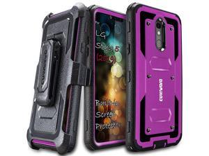 LG Stylo 5 Stylo 5 PlusStylo 5X 2019 Case  Aegis Series with Builtin Screen Protector Heavy Duty FullBody Rugged Holster Armor Case Belt Swivel ClipKickstand Magenta