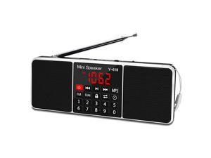 Multifunction Digital FM Radio Media Speaker MP3 Music Player Support TF Card USB Drive with LED Screen Display and Setting Timing Shutdown Function Black
