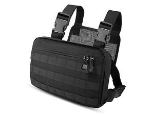 Tactical Chest Rig Molle Radio Chest Harness Holder Holster Vest for Two Way Radio Walkie Talkies Black