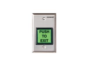 Large Illuminated Push Button with Caption PUSH TO EXIT Pushbutton Rated 10A at 125 to 250VAC Large Illuminated Push Button with Caption PUSH TO EXIT Seco-Larm SD-7202GC-PEQ ENFORCER LED Illuminated RTE Single-gang Wall Plate with Large Green Button