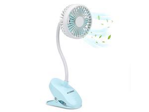 Desk Clip on USB Fan, 3 Speeds Mini Bed Fan with 2000mAh Rechargeable Battery, Personal Stroller Fan with Clip for Home, Office, Baby Stroller, Blue (Sky Blue) Desk Clip on USB Fan, 3 Speeds Mini Bed Fan with 2000mAh Rechargeable Battery, Personal Stroller Fan with Clip for Home, Office, Baby Stroller, Blue (Sky Blue)