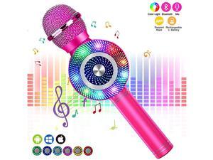 Karaoke Microphone, Kids Bluetooth Karaoke Microphone Portable Mic Player Speaker with LED for Christmas Birthday Home Party KTV Outdoor Karaoke Microphone, Kids Bluetooth Karaoke Microphone Portable Mic Player Speaker with LED for Christmas Birthday Home Party KTV Outdoor