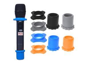 4 Sets Wireless Handheld Microphone Shakeproof Antirolling Mic Protection Silicone Ring Bottom Rod Sleeve Holder Stand for KTV Device 4 colors