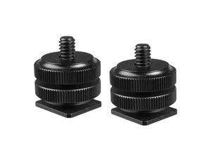 2 Packs  Hot Shoe to 14 Adapter Camera Hot Shoe Mount Adapter Flash Shoe to 1420 Male Post Adapter with Locking Disk