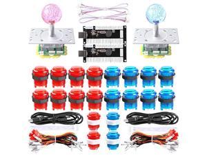 2Player LED DIY Arcade Kit 2X LED Joystick 248 Way 20x LED Arcade Buttons 2X LED USB Encoder for Classic Arcade Games PC Games MAME PC Game Console DIY Color Red Blue