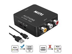 RCA to HDMI Converter  1080P RCA Composite CVBS AV to HDMI Video Audio Converter Box for PS2 Wii Xbox VHS VCR Camera DVD Players Support PALNTSC with USB Charge Cable Black