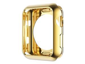 Compatible with Apple Watch Case 44mm 40mm Soft Flexible TPU Plated Protector Bumper Shiny Cover Lightweight Thin Guard Shockproof Frame Compatible for iWatch Series 5 4 1Gold 44mm