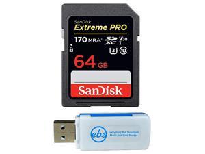 SanDisk 64GB Extreme Pro Memory Card works with Olympus TG-5 Waterproof E-M10 Mark II TG-870 Digital DSLR Camera SDXC 4K V30 UHS-I with Everything But Stromboli Combo Reader E-M1 STYLUS Tough TG-4 