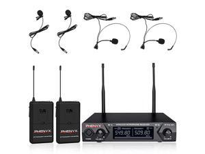 Metal Wireless Receiver UHF Wireless Microphone System with 2 Bodypacks 2 Lapels and 2 Headsets Fixed Frequency 16 Hrs Long Battery Life Ideal for Church Outdoor Events PTU51C Metal Wireless Receiver UHF Wireless Microphone System with 2 Bodypacks 2 Lapels and 2 Headsets Fixed Frequency 16 Hrs Long Battery Life Ideal for Church Outdoor Events PTU51C