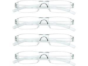4 Pairs Reading Glasses, Blue Light Blocking Glasses, Computer Reading Glasses for Women and Men, Fashion Rectangle Eyewear Frame(4 Clear, +3.50 Magnification)