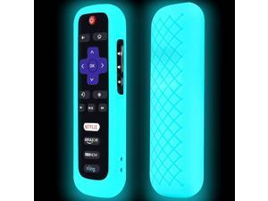 Remote Case for Roku, Battery Cover for TCL Roku Smart TV Steaming Stick Remote, Roku TV Remote Cover Silicone Protective Controller Universal Sleeve Skin Glow in The Dark Sky Blue