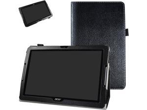 Acer Iconia One 10 B3A30 CaseMama Mouth PU Leather Folio 2Folding Stand Cover with Stylus Holder for 101 Acer Iconia One 10 B3A30 Android Tablet Black