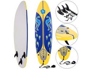 5'5" Surf Board Surfing Beach Ocean Foamie Board w/Wrist Rope & 3 Fins Green 