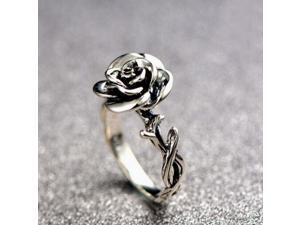 Sweet Flower Antique Silve Finger Rings Elegant Carved Rose Flower Ring Cute Jewerly For Girl Women Sweet Flower Antique Silve Finger Rings Elegant Carved Rose Flower Ring Cute Jewerly For Girl Women
