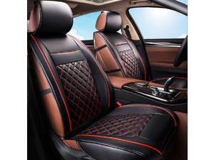 2Pcs Luxury Universal 3D Car Front Leather Seat Cushion Cover Mat Pad Black&Red 2Pcs Luxury Universal 3D Car Front Leather Seat Cushion Cover Mat Pad Black&Red