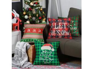 BININBOX - Juego de 4 fundas de almohada de Navidad de 18.0 x 18.0 in, decoración de Navidad, diseño de ciervos de Papá Noel, decoración de la casa de campo, fundas de almohada cuadradas de lino para