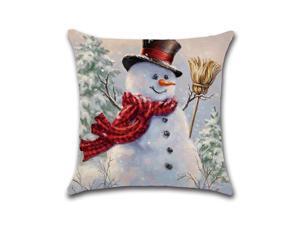 Christmas Snowman Printing Cotton Linen Cushion Cover Home Decorative Pillow Case - Pattern 4 Christmas Snowman Printing Cotton Linen Cushion Cover Home Decorative Pillow Case - Pattern 4