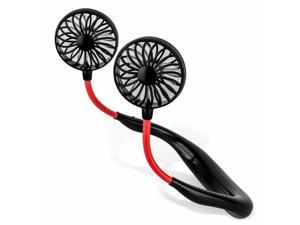 Portable USB Rechargeable Neckband Sport Fan Lazy Neck Hanging Dual Cooling Fan