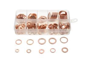 200pcs M5-M14 Copper Washer Gasket Set Flat Ring Seal Assortment Kit With Box 200pcs M5-M14 Copper Washer Gasket Set Flat Ring Seal Assortment Kit With Box