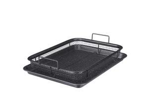 2Pcs Non Stick Mesh Pan Air Fryer Oven Mesh Baking Grill Tray Basket Tool 2Pcs Non Stick Mesh Pan Air Fryer Oven Mesh Baking Grill Tray Basket Tool