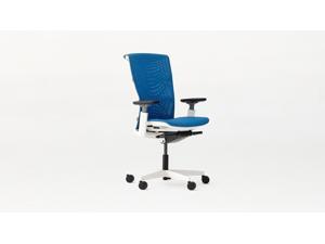 Autonomous Ergonomic Office Chair - Kinn Chair White Frame, Grey TPE with Blue Mesh