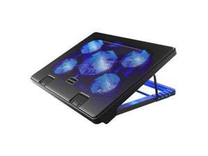 Laptop Cooling Pad 12"-17" Kootek Cooler Pad Chill Mat 5 Quiet Fans LED Lights and 2 USB 2.0 Ports Adjustable Mounts Laptop Stand Height Angle