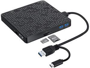 5 in 1 External Blu ray DVD Drive, USB3.0 type-C Bluray 3D Drive Player CD DVD Drive Burner with SD/TF Card Reader USB3.0 Hubs Compatible with Windows XP/7/8/10 MacOS, Linux for MacBook Laptop Desktop 5 in 1 External Blu ray DVD Drive, USB3.0 type-C Bluray 3D Drive Player CD DVD Drive Burner with SD/TF Card Reader USB3.0 Hubs Compatible with Windows XP/7/8/10 MacOS, Linux for MacBook Laptop Desktop