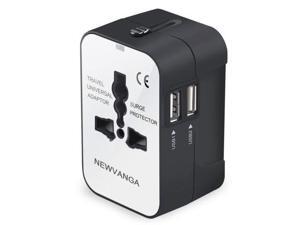 Travel Adapter, Worldwide All in One Universal Travel Adapter Wall Charger AC Power Plug Adapter with Dual USB Charging Ports for USA EU UK AUS, White Travel Adapter, Worldwide All in One Universal Travel Adapter Wall Charger AC Power Plug Adapter with Dual USB Charging Ports for USA EU UK AUS, White